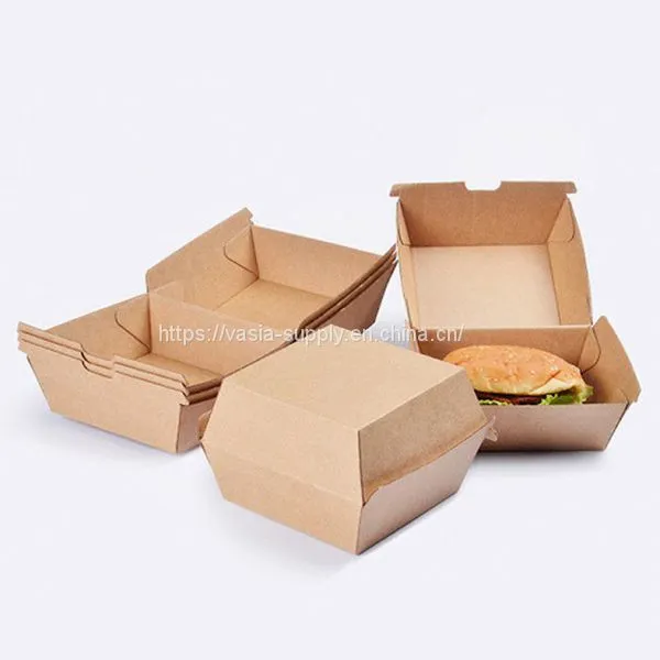 Sturdy and Perfect for Storing Burgers to Go-Brown Clamshell Burger Food Box 13.5 x 12.5 x 7.5cm Kraft photo-2
