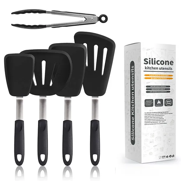 Kitchen Accessories Home and Kitchen Cookware Sets Silicone Turner Spatula Set for Cooking Mixing Baking Tools Silicone Cooking Utensil Set