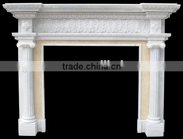 Indoor High Quality White Marble Stone Fireplace photo-4