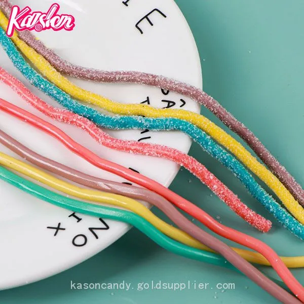 Good Quality Fruit Flavors Sour Belt Rainbow Gummy Candy photo-3