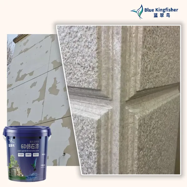 Blue Kingfisher Liquid Granite Stone-Like Paint - Realistic Stone Texture, Weather Resistance, Sufficient Stock photo-5