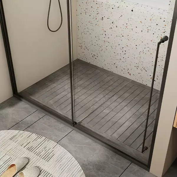 Black Frame Sliding Shower Door With 8mm Clear Tempered Glass, Modern Bathroom Shower Screen With Matte Black Aluminum Profile photo-3