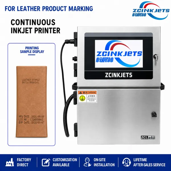 Leather CIJ Inkjet Printer for Batch Number Production Code Lot Number and Industrial Line Coding