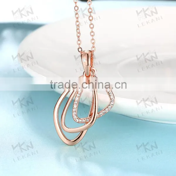 Stylish Unique Geometric Oval Necklace Rose Gold Plated photo-6
