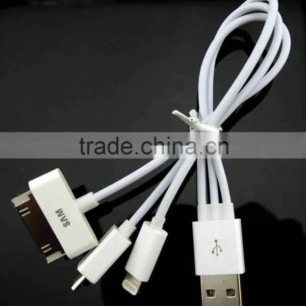 3 in 1 High Speed White Color Multi Usb Line TPE Charging Data Cable
