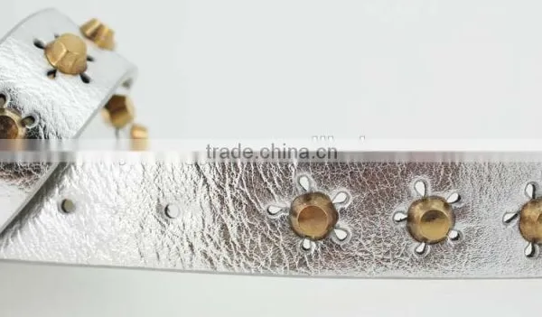 Fashion Metal Studded Women Jeans Belt With Shiny PU Leather for Jeans in Yiwu photo-6