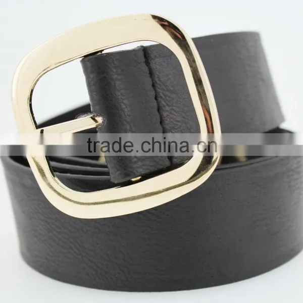 40Mm Women's Fashion Belt With Red pu Leather & Gold Square Buckle in Chinese Factory photo-5