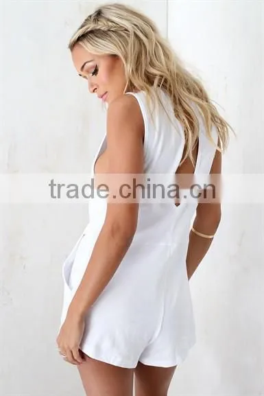2015 Montpellier White Onesie Jumpsuit Shorts Adult Short Jumpsuit Quality Choice photo-2
