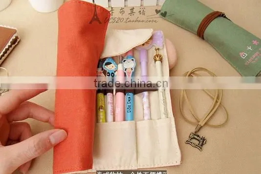 Retro Style Roll up School Pencil Bag/pencil Case With Rope photo-2