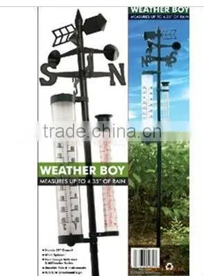 Garden Thermometer With Rain Gauge & Wind Vane