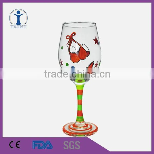 Cheap Elegant Decoration Fancy Clear Hand Painted Wine Glass Quality Choice