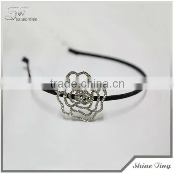 2014 Hot Wholesale Rhinestone Decorative Flower Shaped Hairhoop With Chain for Women