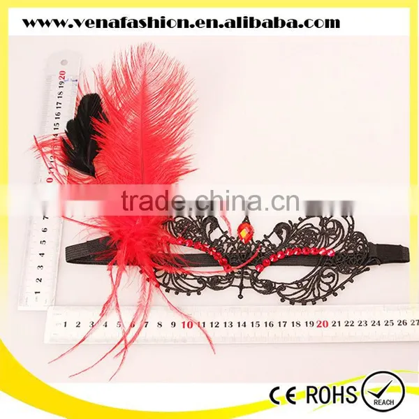 Gothic Model Feather Black Lace Mask, Lace Eye Mask photo-6