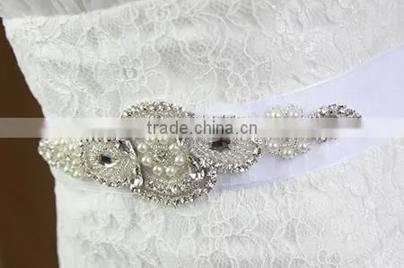 Ladies Wedding Dresses Belts Crystal Rhinestone Pearl Bridal Sash WA015 photo-3