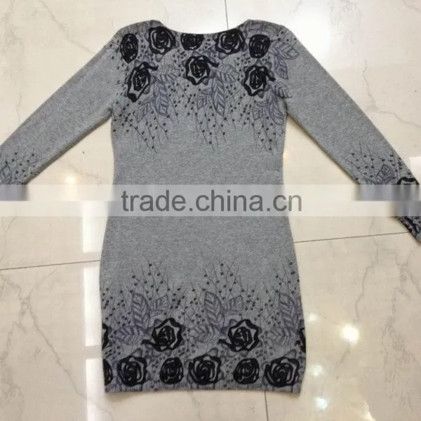ASM-286 Ladies Round Neck Dress With 3/4 Sleeves, Print on Neck, Cuff and Hem photo-2