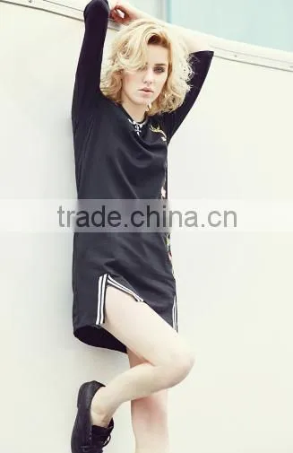 Custom Women's Emboridery Split Cotton Sport Dress photo-2