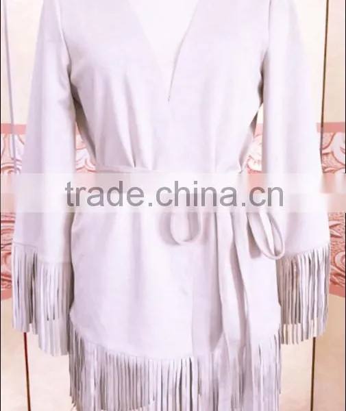Wholesale Fashion Women Suede Fringed Tassel Shawl Jacket Cardigan Ladies Elegant Winter Coat photo-4
