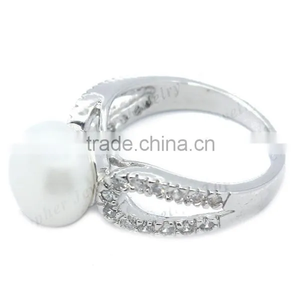 925 Sterling Silver Jewelry Wholesale Pearl Engagement Ring photo-2