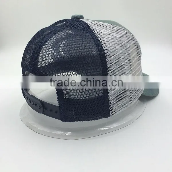 Imitation Handmade Embroidery Logo 5 Panel Denim Trucker Mesh Cap photo-4