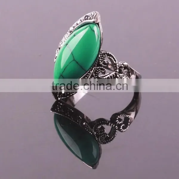 Hot Sale Natural Turquoise Tibetan Silver Ring photo-4