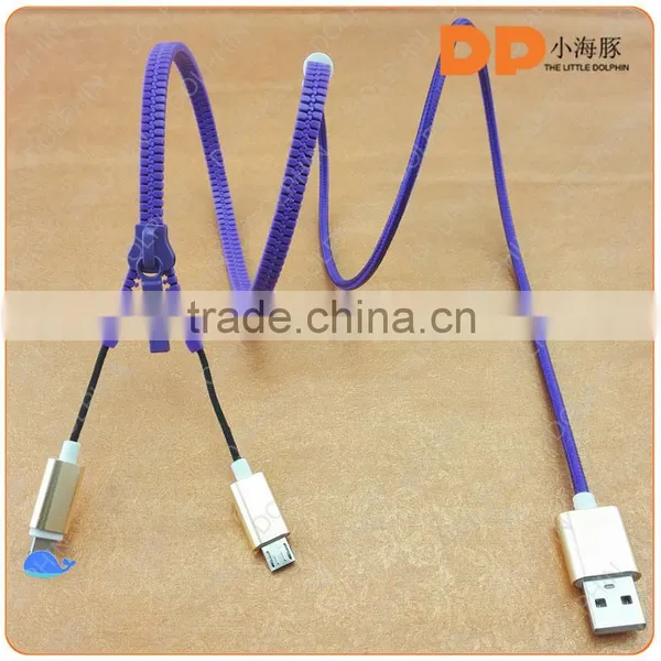 Popular Item on US Market Universal 2 in 1 Zipper USB Charging Cable for Smartphone photo-5