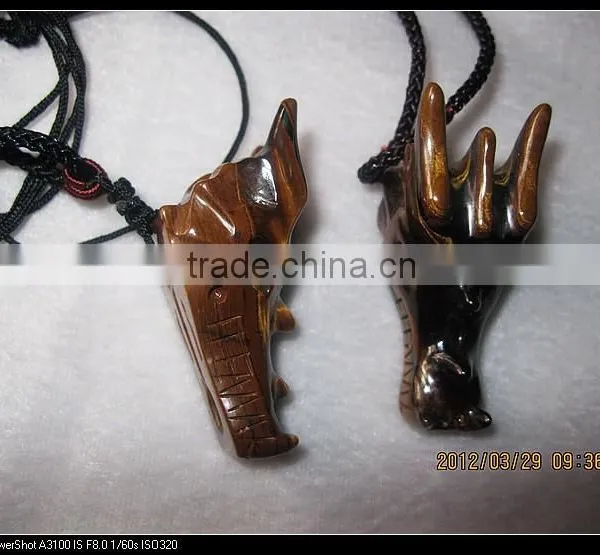 Wholesale Colorful Different Natural Crystal/sandstone/tiger Eye/malachite Stone Dragon Head Skull for Pandant photo-2