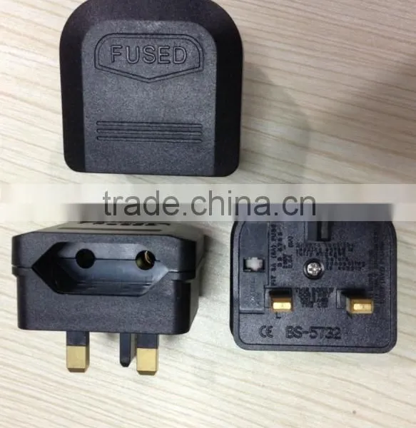 To Goods 2015 Euro to uk Plug Adapter Male to Male Electrical Plug Adapter With Fuse CE photo-3