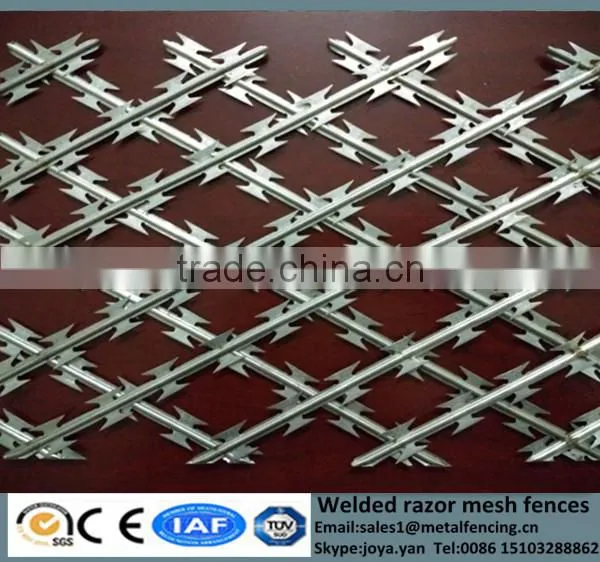 China Metal Enclosure Grills High Security Square Hole Razor Mesh Panels Road Field Fence Wire Dividers With Sharp Razor photo-3