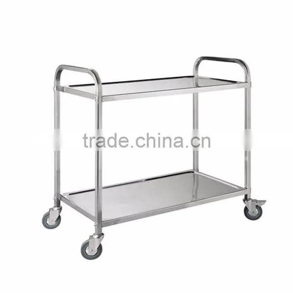 Two Layered Stainless Meal Tea Serving Hand Trolley Cart (XJTY29-2) photo-2