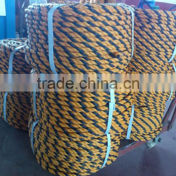 3-strand Twisted Yellow and Black Color Virgin pe Mark Tiger Rope,pe Marking Rope photo-2