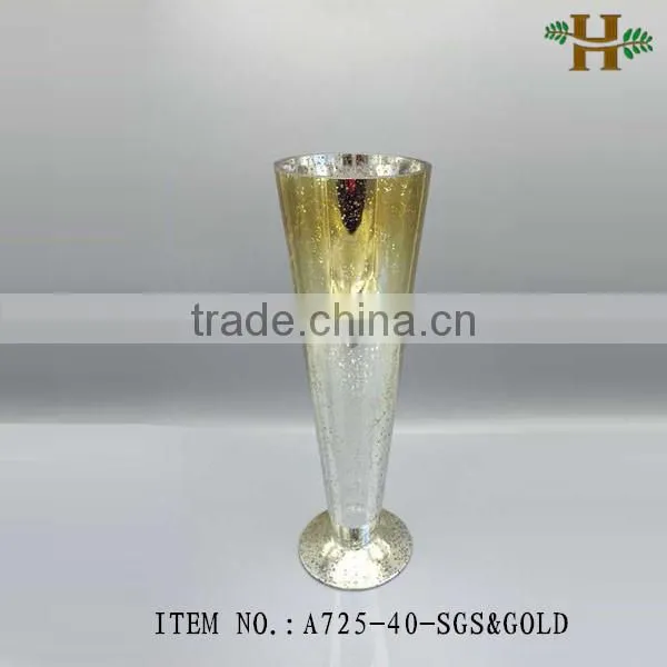 Handblown Tall Silver Trumpet Glass Vases photo-3