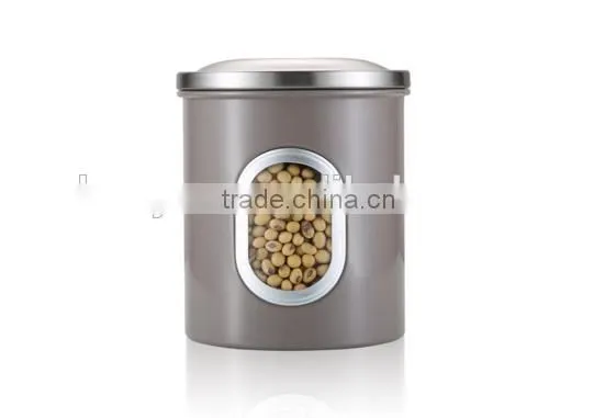 Brown Gray Stainless Steel Kitchen Canister Set With Lids photo-4