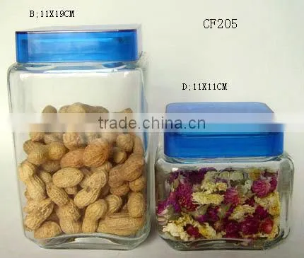 2 Sizes Glass Mason Jars With Blue Plastic Lid