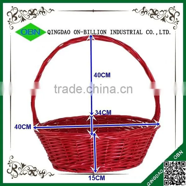 Hand Woven Red Wicker Gift Basket for Christmas photo-3