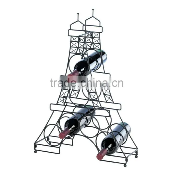Hot Selling Black Iron Metal 6 Bottles Decor Eiffel Tower Wine Rack photo-2