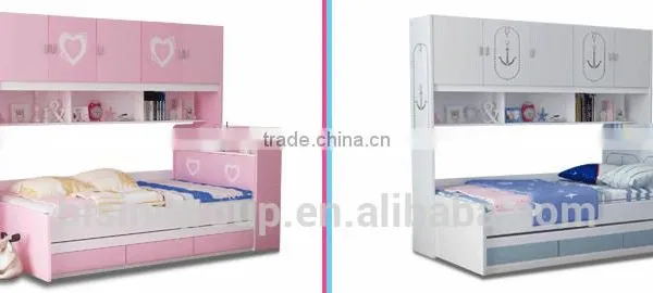 Pink and Blue Bed Children Bedroom Furniture Storage Multifuntional Combined-bed for Kids photo-5