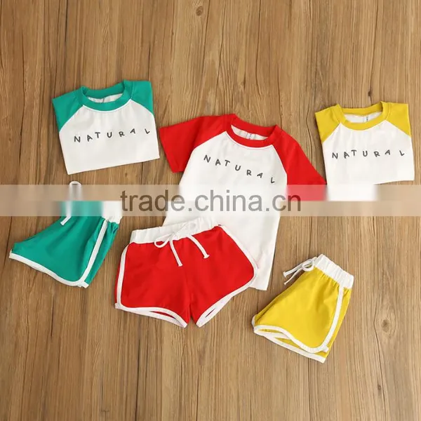2017 Bulk Wholesale Girls Summer Clothing Set Raglan Sleeve t Shirt and Shorts Sports Style Suits photo-4