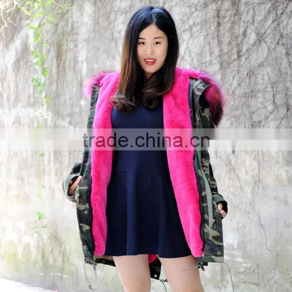 CX-G-P-11 Hot Selling Fur Coat Factory Raccoon Collar Fake Fur Parka Coat photo-2