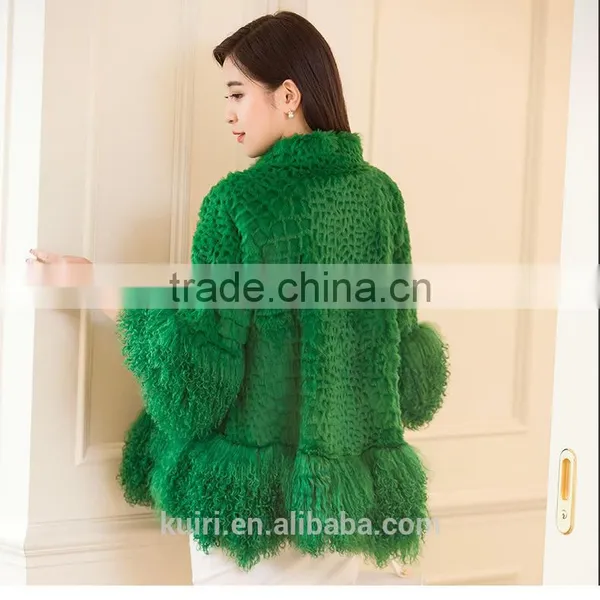 New Real Rabbit Fur Coat 2016 Fashion Autumn Winter Women Fur Coat Jackets Slim Medium Tassel Fur Coat photo-4