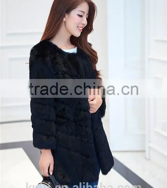 Genuine Rabbit Fur Coat Women Rabbit Fur Coat Winter Natural Fur Jacket Winter Overcoat photo-3