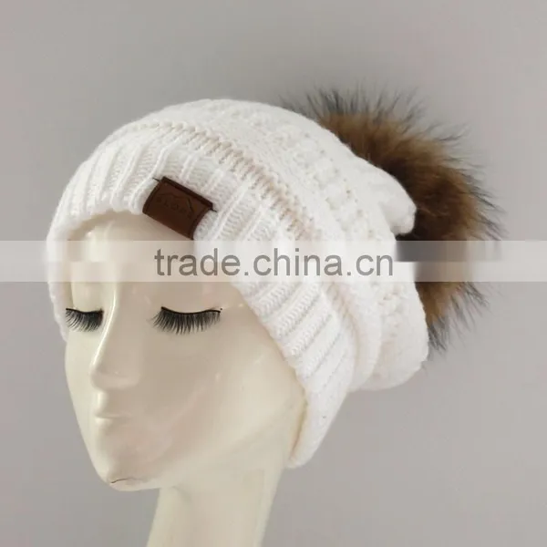 Myfur Wholesale Custom Made Real Fur Pom Winter Hat Women Fur Ball Knit Hat photo-2