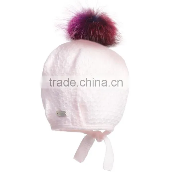 Myfur Baby Crochet Hat Customized Cotton Hat Wholesale Pompom Top photo-2