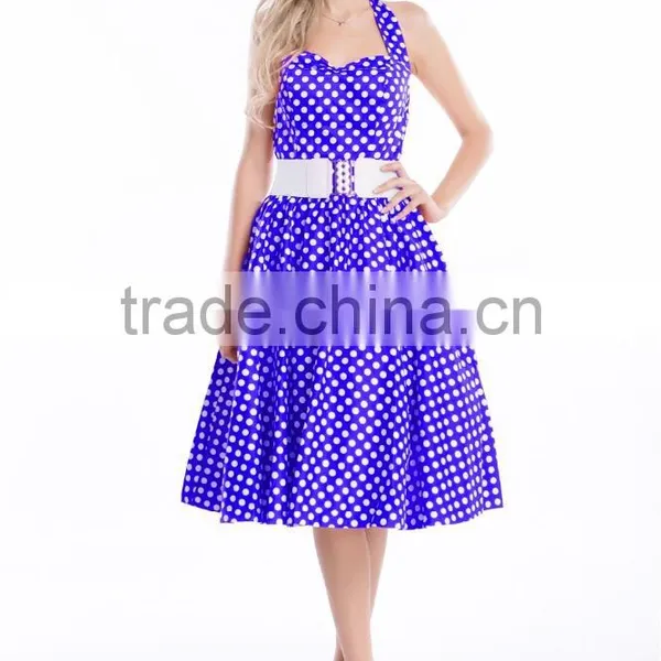 Women's Vintage Rockabilly Swing 1950's Evening Party Dress With Belt photo-4