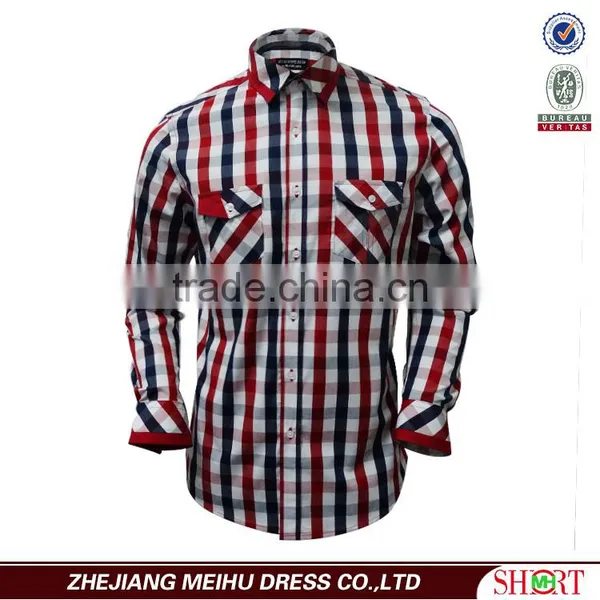 2017 Latest Plaids Mens Shirtslong Sleeves With Two Pockets photo-2