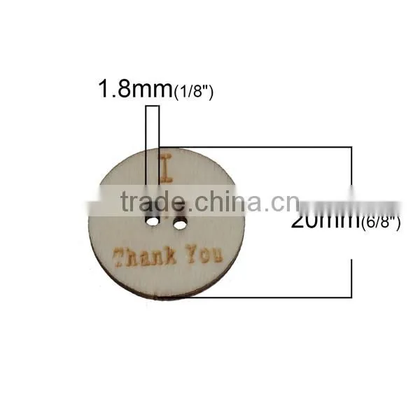 Wood Sewing Buttons Scrapbooking 2 Holes Round Natural Message Pattern I Love Thank You " photo-2