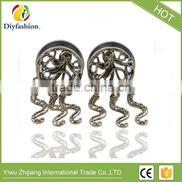 Fashion Stainless Steel Octopus Pendant Ear Plug photo-4