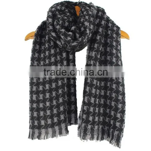 Women Soft Fringe Winter Plaid Cashmere Scarf photo-2