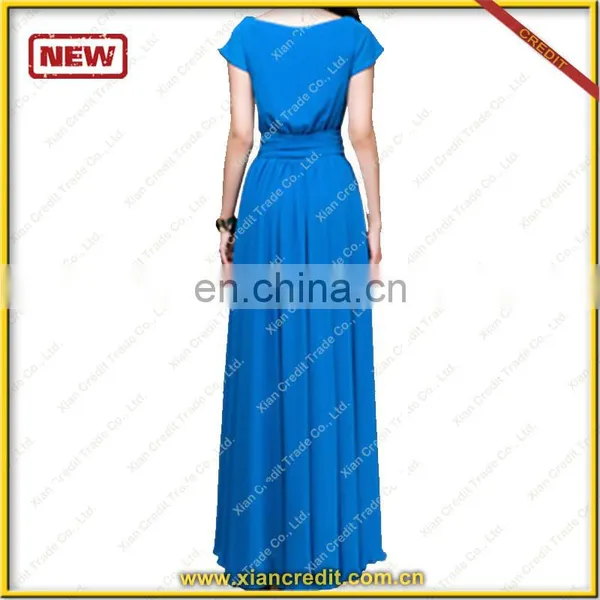 New Arrival Elegant Night Party Dresses Blue Silk Evening Dress