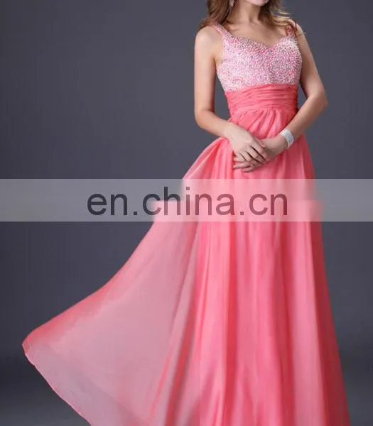 Newest Grace Karin Long Chiffon Beaded Elegant Purple Evening Dresses 2015 CL4104-4 photo-6