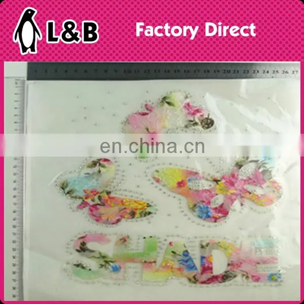 Popular Alphabet Butterfly Hot Fix Motif With Rhinestone For Garment photo-2